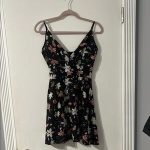 SHEIN Black Pink White Floral Spaghetti Strap Mini Dress
